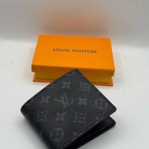 LV Regular Style Check Printed High Quality Black Leather Wallet