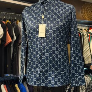 gucci premium quality all over printed blue casual shirt