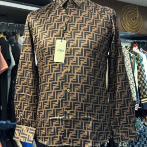 fendi premium quality all over printed brown casual shirt