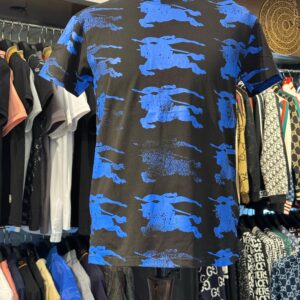 burberry soft cotton tie & dye black blue round neck t shirt