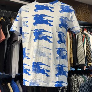 burberry soft cotton tie & dye white blue round neck t shirt