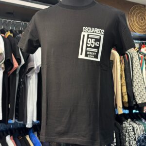 dsquared2 black soft cotton printed round neck t shirt