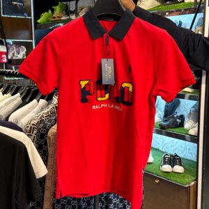 high quality ralph lauren red embroidered polo shirt