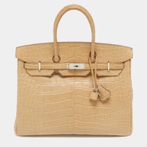 hermès birkin 35 desert sand gold beige crocodile leather bag