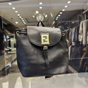 fendi roma black pebbled leather luxury designer backpack
