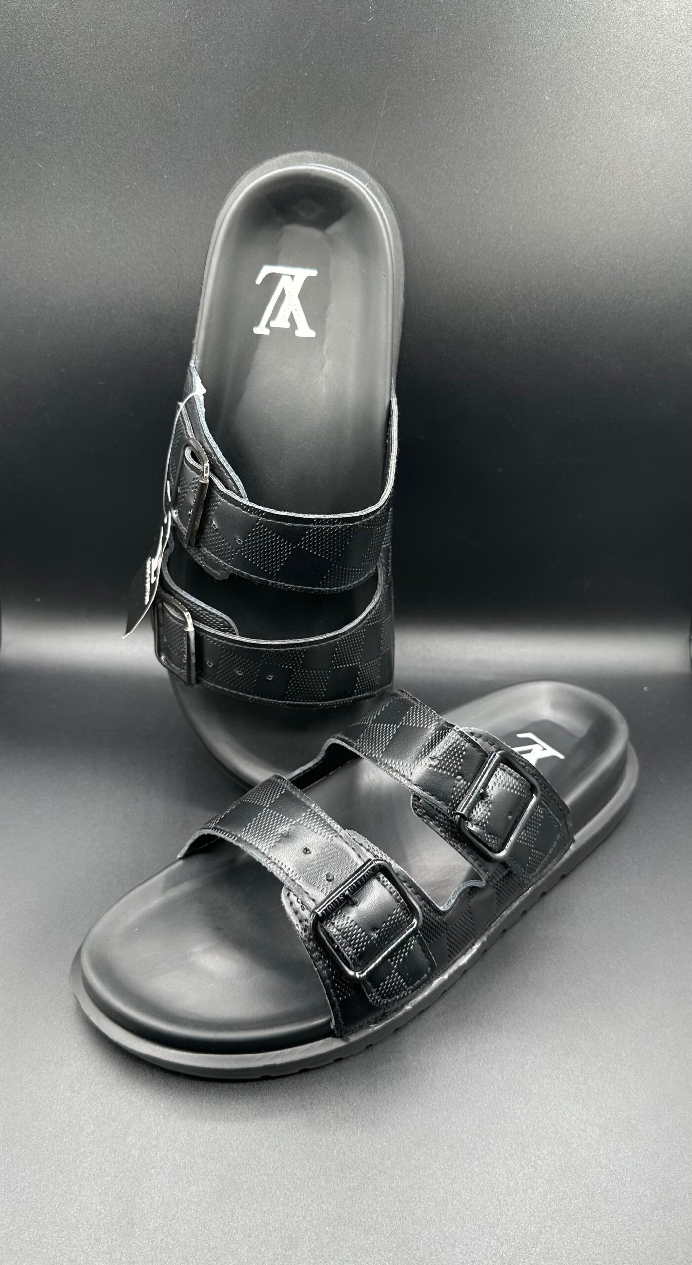 l.v black luxury buckle slides l.v black luxury buckle slides