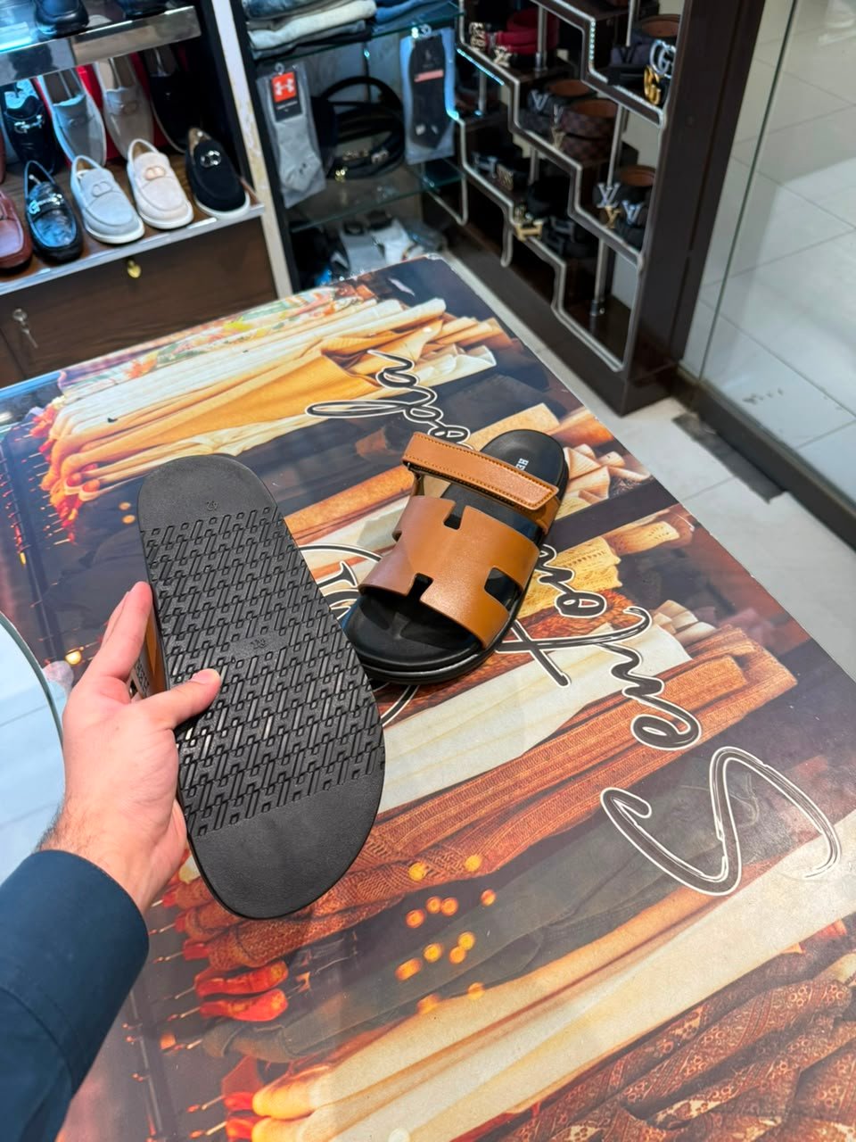 men's brown luxury leather h sandals men's brown luxury leather h sandals