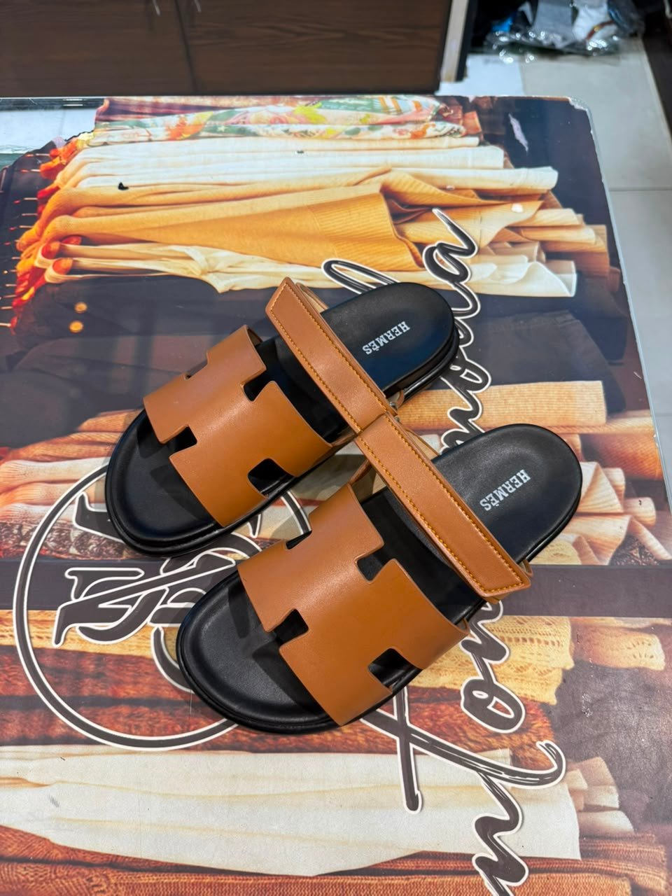 men's brown luxury leather h sandals men's brown luxury leather h sandals