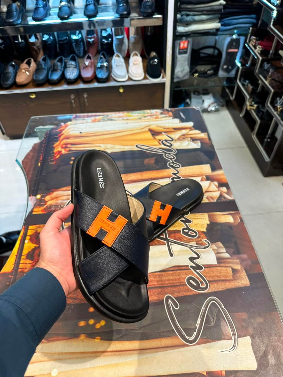 luxury hermes men's blue strap slip ons luxury hermes men's blue strap slip ons